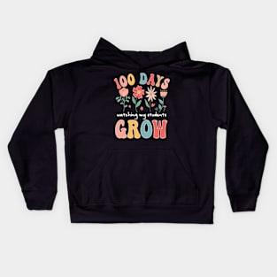 100 Day Watching My Students Grow 100 days of School Teacher Kids Hoodie